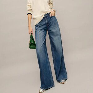 (Brand New with Tags) Reformation Lived-in Wide Leg Baggy Jeans Blue - Size 23